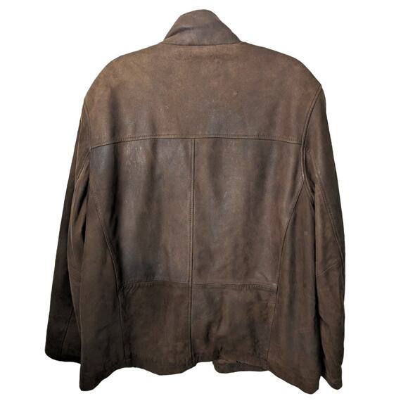 Vintage 90's R&O Reilly Olmes Brown Nubuck Leather Bomber Jacket Men's Size XL - Picture 2 of 15